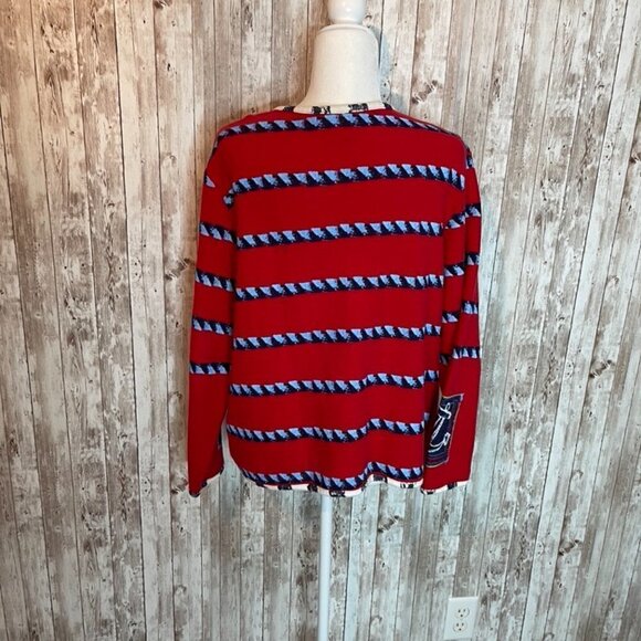 Sportelle Red & Blue Nautical Cardigan Sweater size Large - Picture 5 of 6